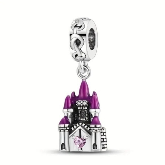 Women’s 925 Sterling Silver Purple Castle Pendant/Charm Zircon Heart - NWT - Picture 1 of 5